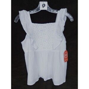 Wonder Nation Girl's White Cottage Chic Lace Front Ruffle Tank Top Size XL (18)
